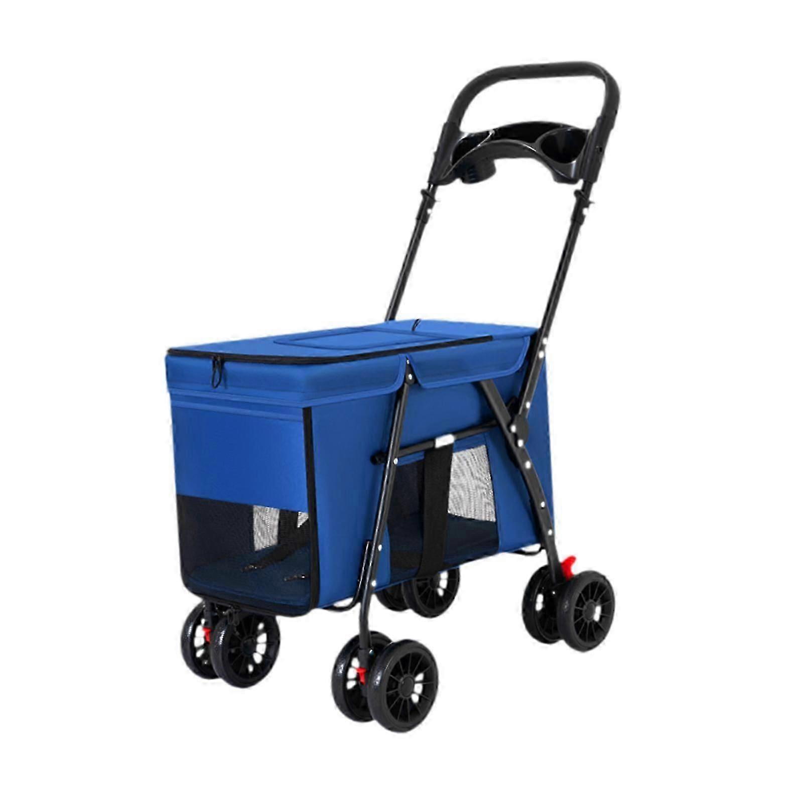 Dog Stroller Folding Pet Supplies with Universal Wheels Trolley Pet Stroller Black
