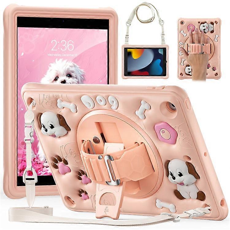 Compatible For iPad 10.2 (2021) / (2020) / (2019) Case with Shoulder Strap Kickstand Cute Dog PC+Silicone+TPU Tablet Cover