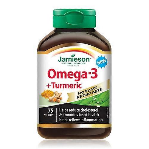 Jamieson Vitamins No Fishy Aftertaste Omega-3 Plus Tumeric, 75 Softgels