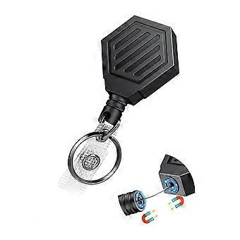 2pcs Heavy Duty Retractable Keychain Magnetic Closure Retractable Badge Reel Magnetic Badge Holder 80cm Lanyard Reel ABS Housing Belt Clip