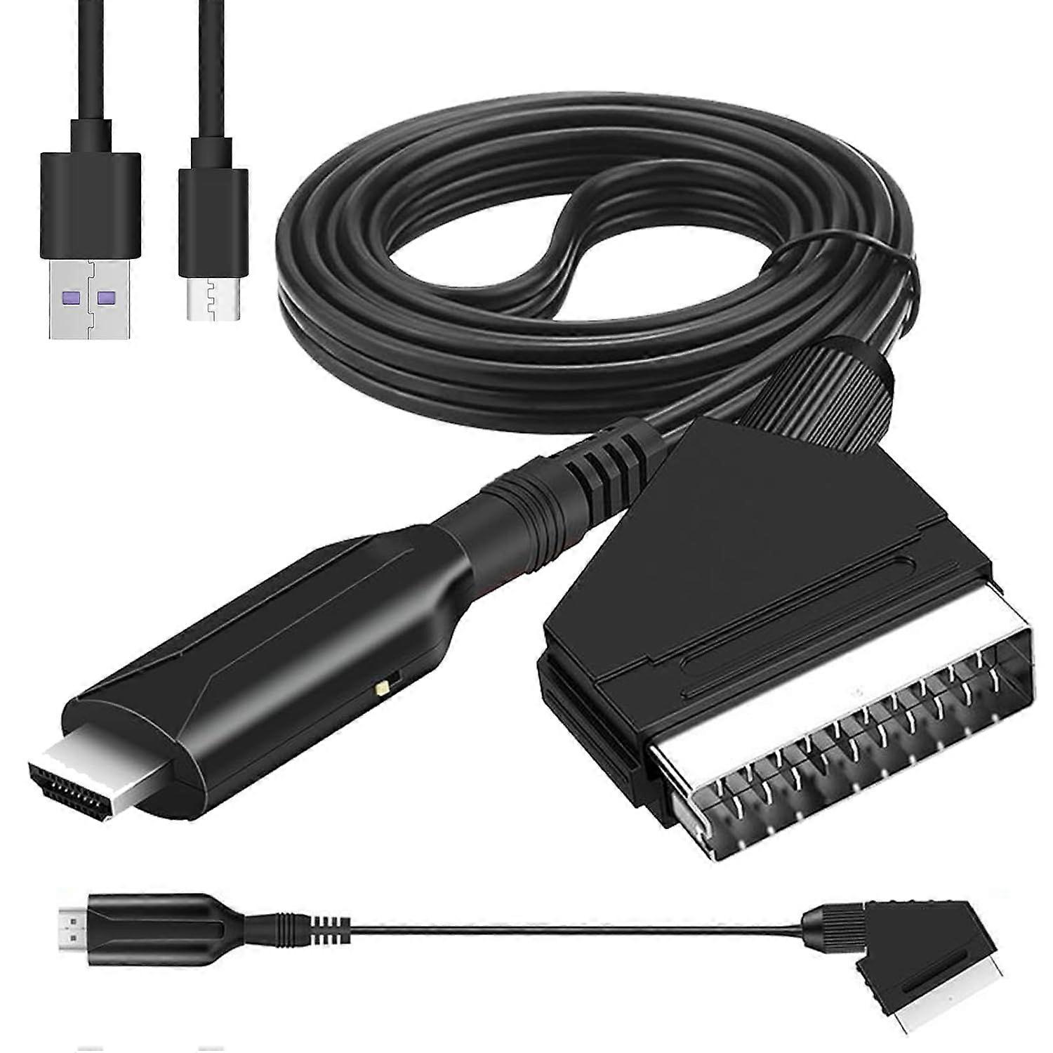 Euroconnect to HDMI Converter,  with SCART Input Cable and HDMI Output Connector, for HDTV STB VHS VCR PS3 Sky DVD Blu ray
