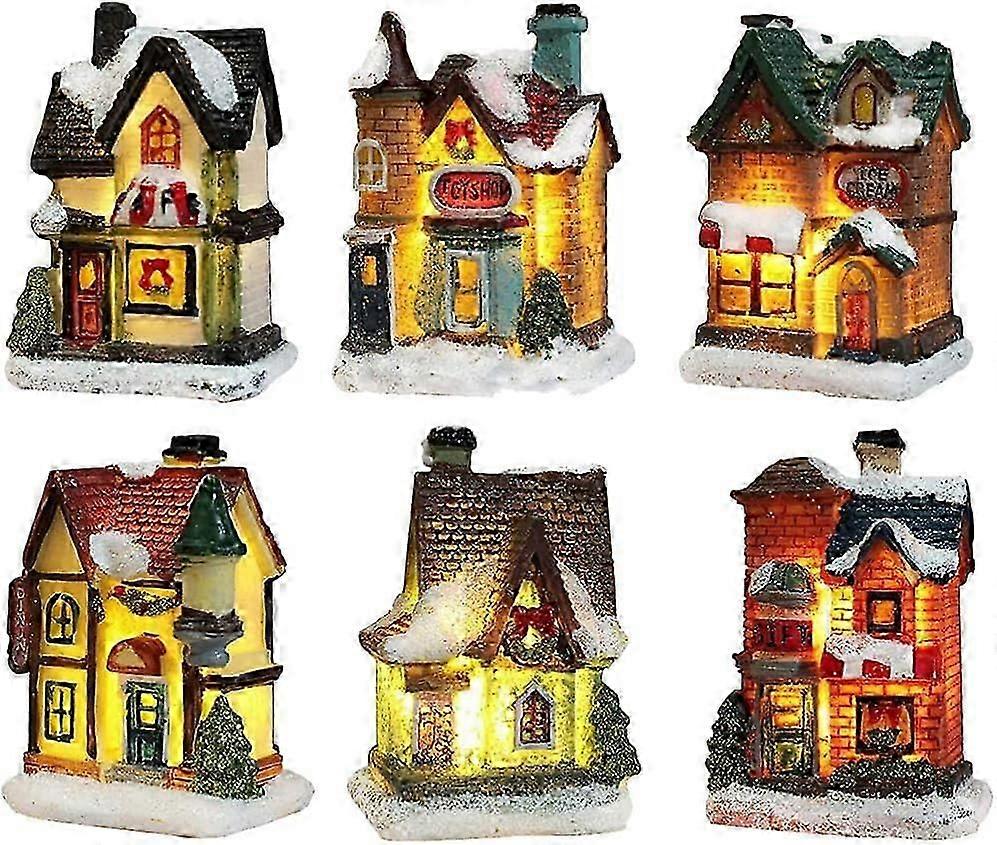 Christmas Decorations Luminous and Animated Christmas Village, LED Miniature Christmas Village House, Luminous Table Decorations