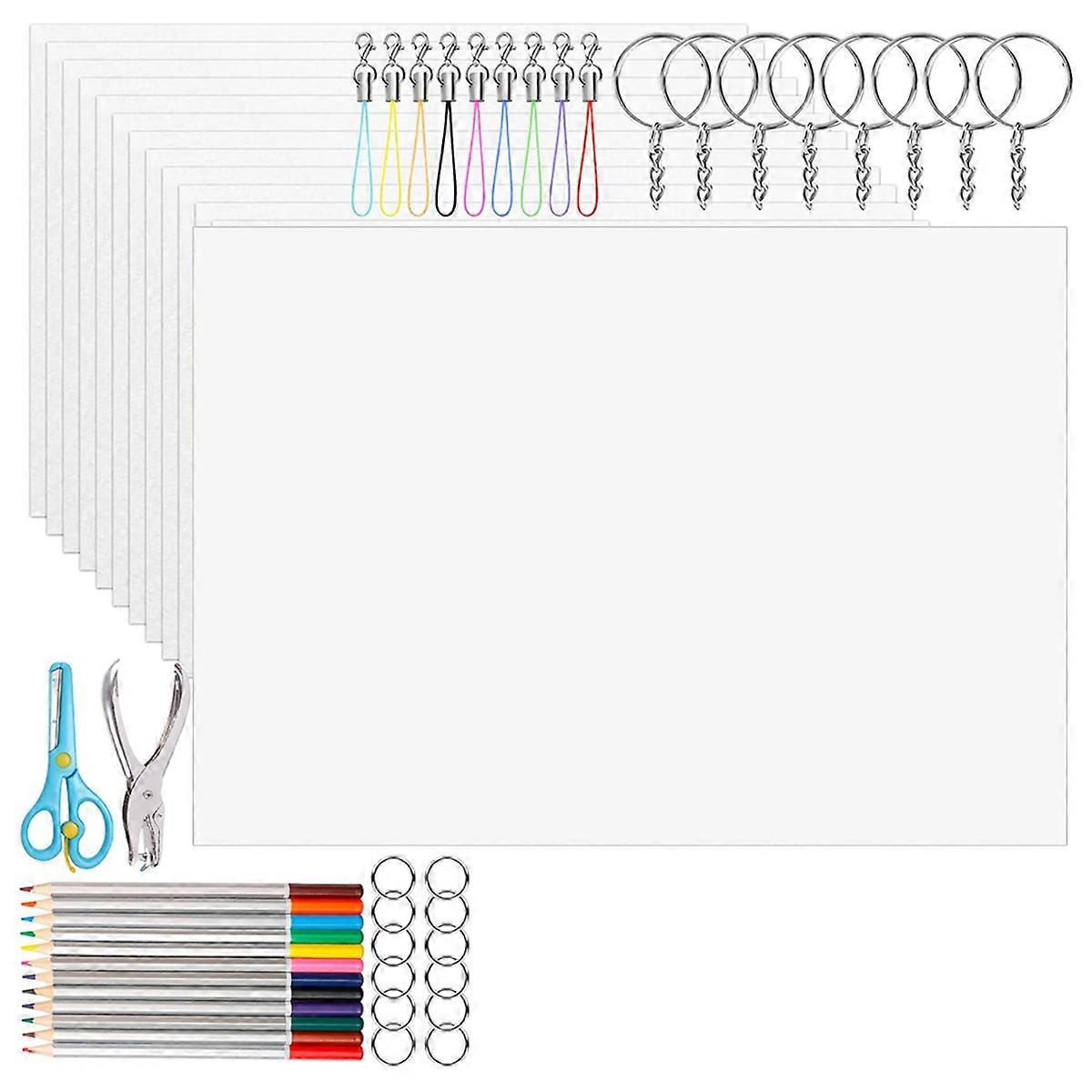 Shrinky Plastic Sheets Keychain Kit, 234Pcs Shrinky Art Kit