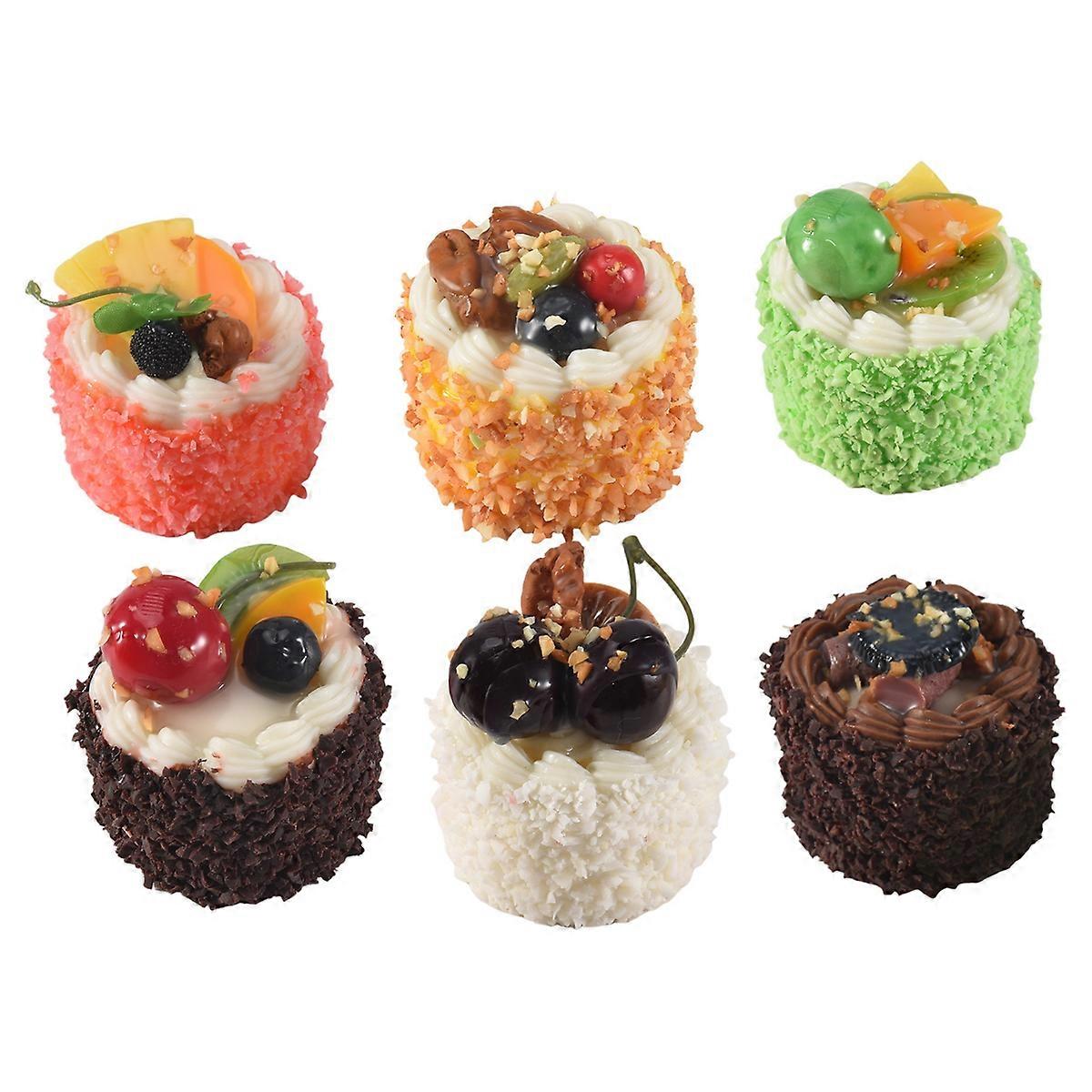 6Pcs Artificial Simulation Cake,Cupcake Bread Model Home Decoration