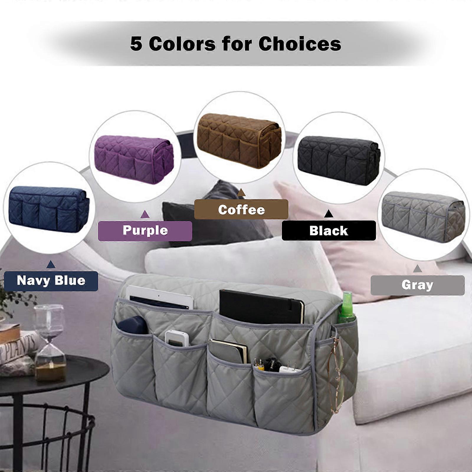 Sofa Armrest Storage Bag with 14 Pockets Non-Slip Sofa Armrest Storage Organizer Sofa Armchair Caddy Armrest Covers Armchair Storage Bag for Phone Ma