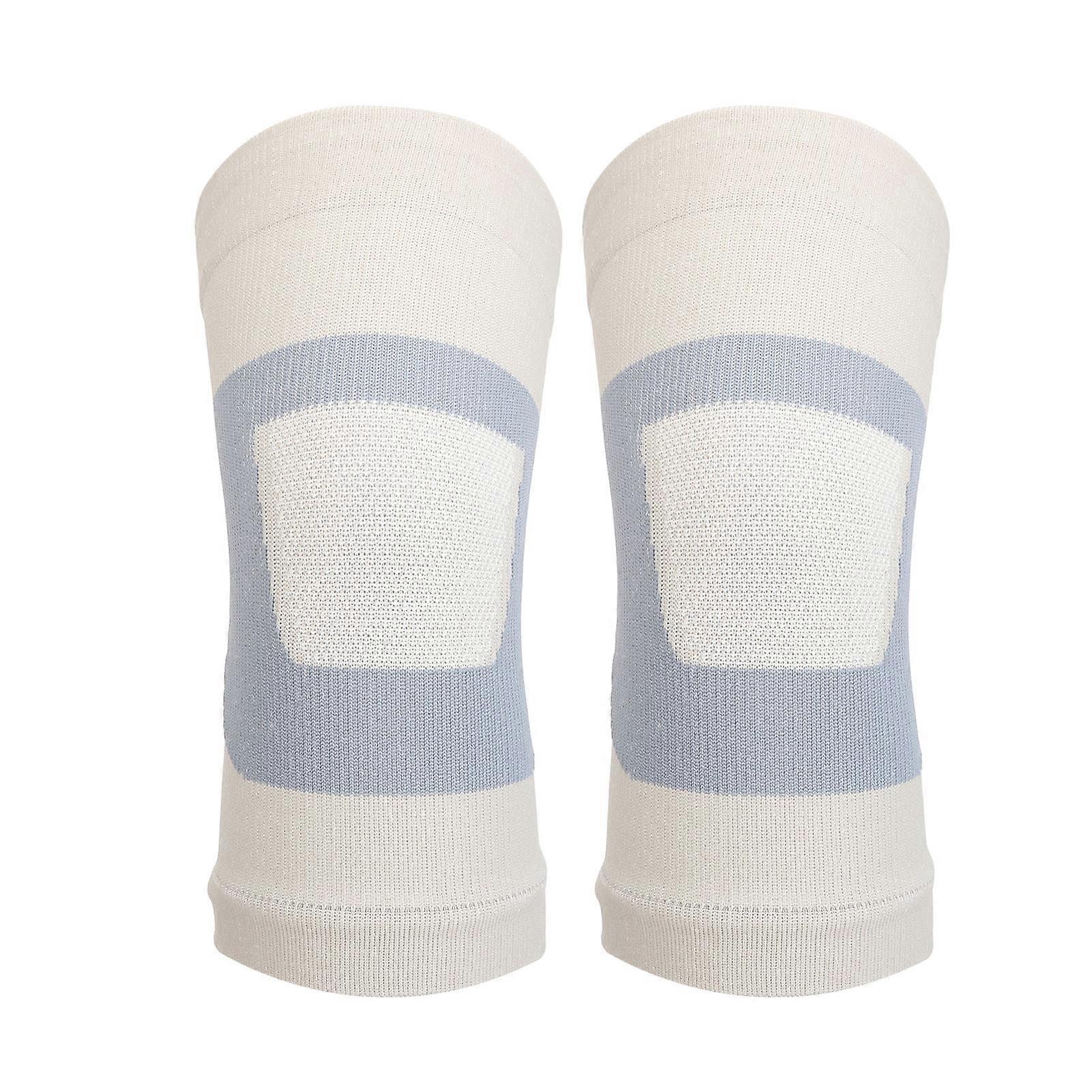 2pcs Thin Compression Knee Sleeve Non Slip Breathable Double Knit High Elasticity Support for Yoga Gym Workout Light Gray L