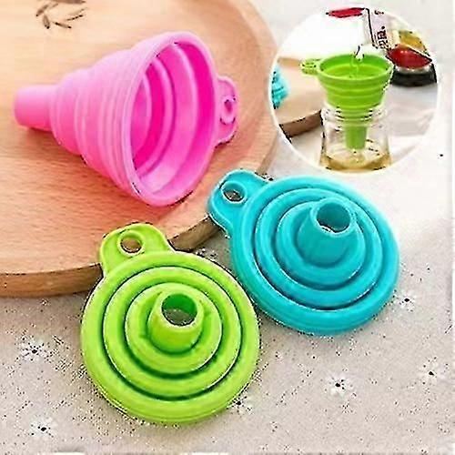 4pcs Silicone Collapsible Funnel, 0.39 Inch Upgraded Foldable Funnels, Cooking Kitchen Gadgets Foldable Funnel, Random ColourScvvd