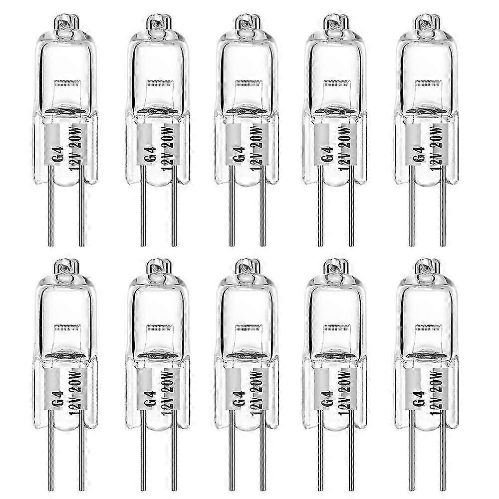 G4 halogenpærer 20W, 10 stk 12V halogenpærer 2 pin base hvid dæmpbar