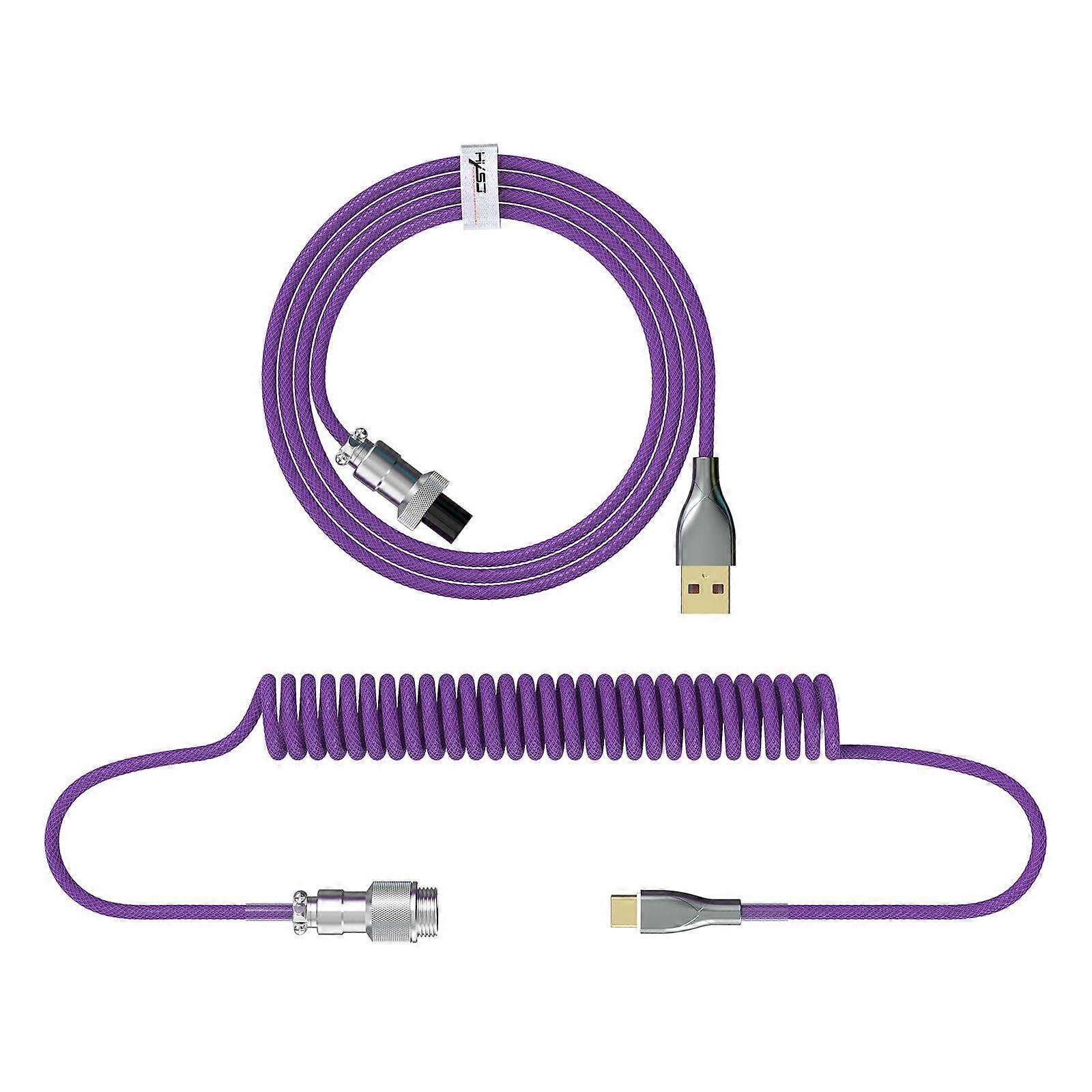 Type C USB Cable Mechanical Keyboard Spiral 2.2M Gaming Coiled Aviator Cable