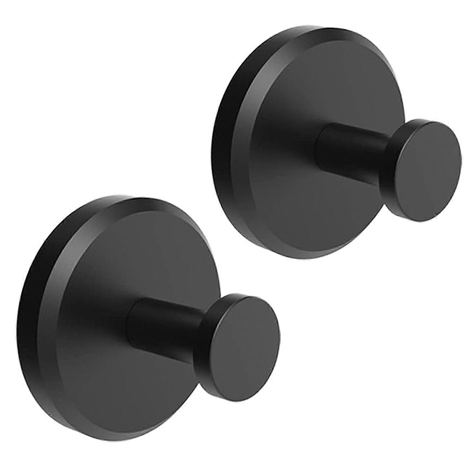 2 Piece Matte Black Suction Cup Hooks for Bathroom and Kitchen Storage