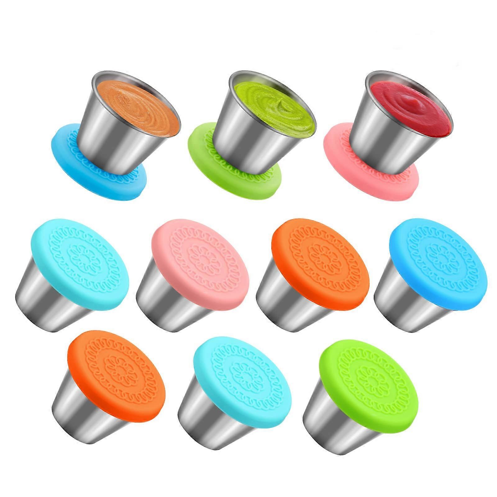 10 Pack Reusable Small Salad Dressing Containers for To Go Lunch 2.5OZ