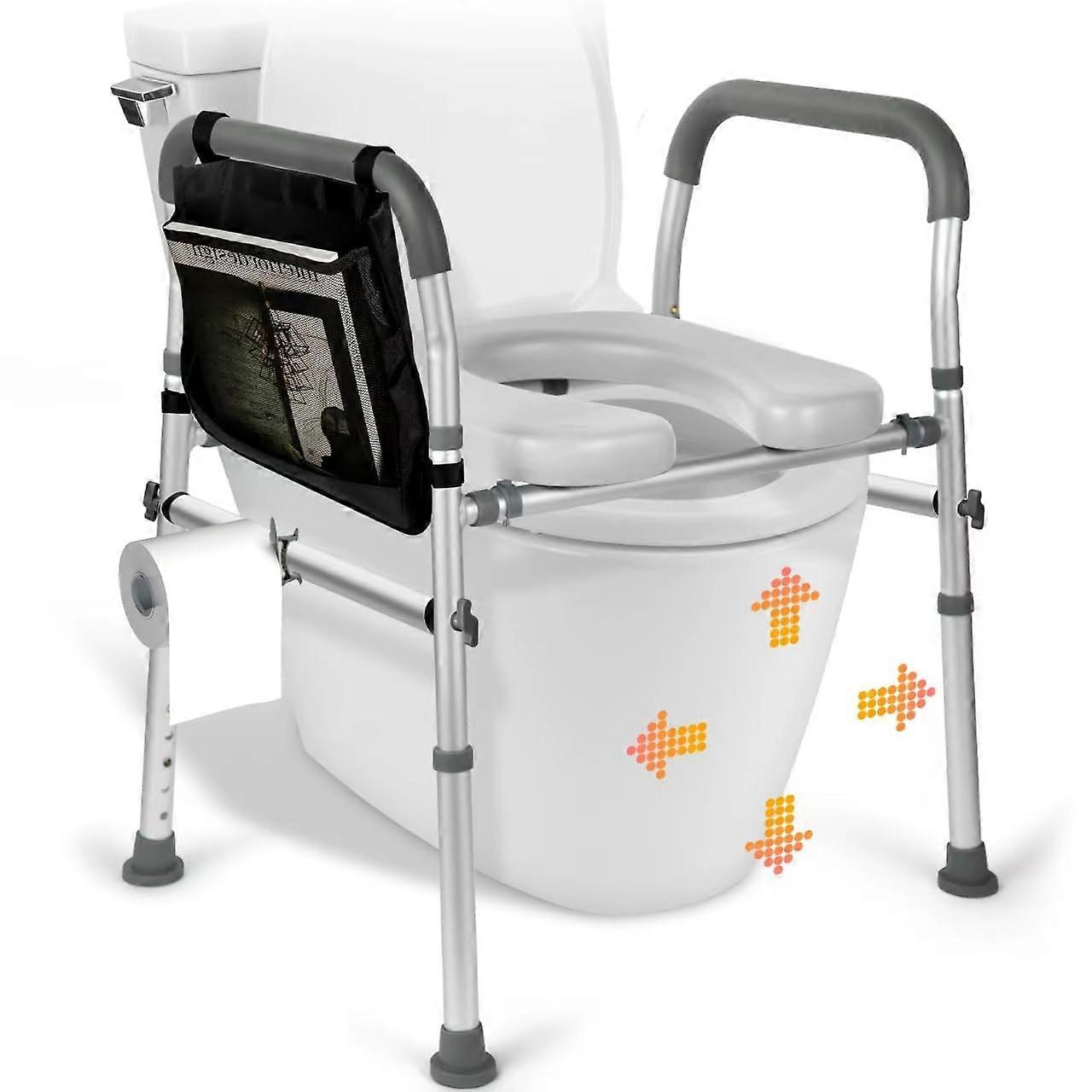 Raised Toilet Seat with Handles 300 lbs Commode Toilet Seat Lifter Reduces Slips Adjustable Elderly Toilet Aid
