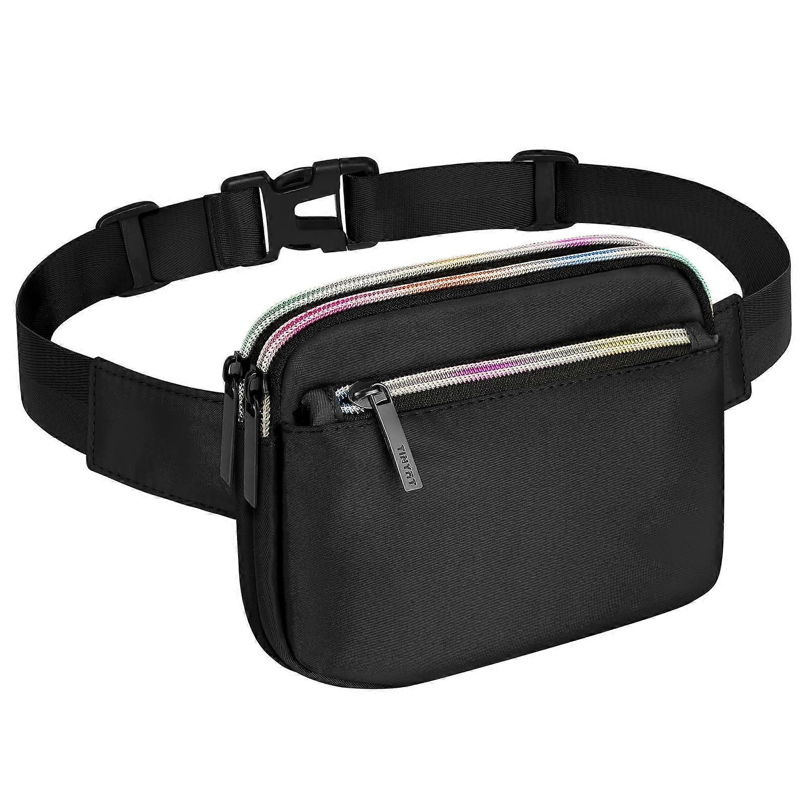 Fanny Pack with 4 Zipper Compartments, Adjustable Strap Crossbody Bag for Women, Black Novelty Gift