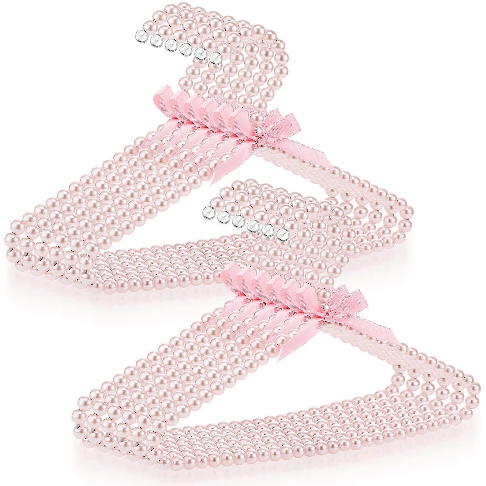 12 Stück Mini Perlen Perlen Kleiderbügel - kleine Metallbügel für Kinderkleidung in rosa Farbe