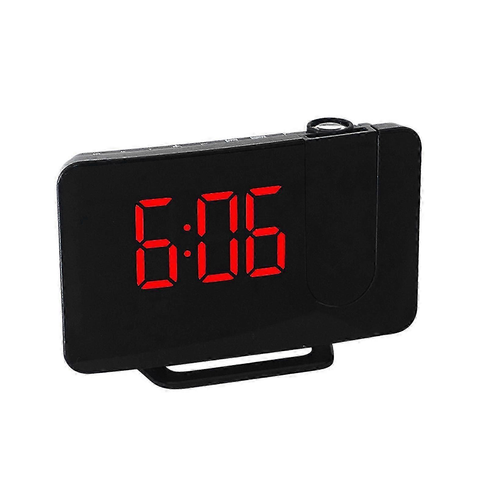 Projection Alarm Clock with Dual Alarms, FM Radio, 7in LED Display, Rotatable 180 Dimmer, USB Charging