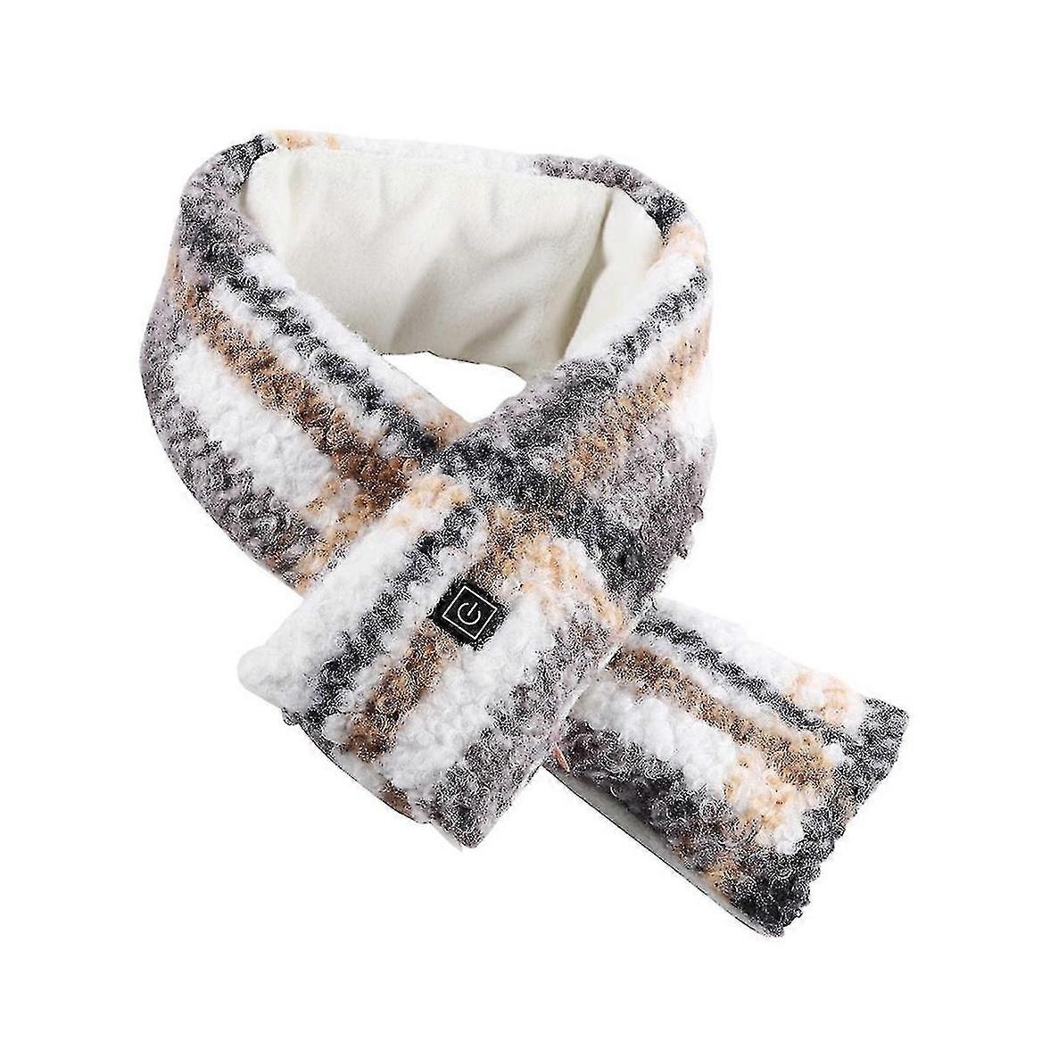 Heated scarf, Plush - lined, Striped Design, with Rechargeable Heating Function, Ideal for Cold Weather