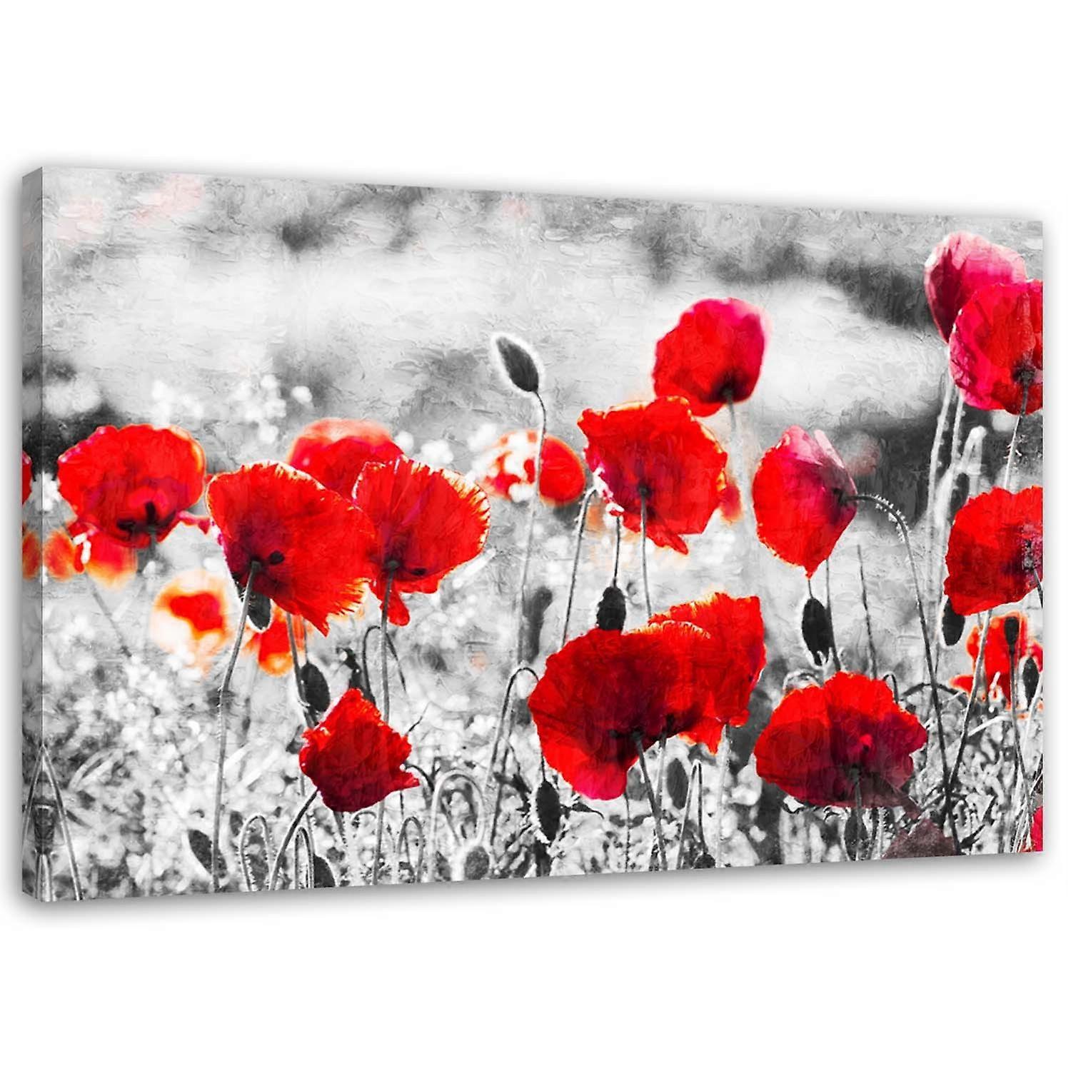 Impression sur toile, Coquelicots rouges - 120x80