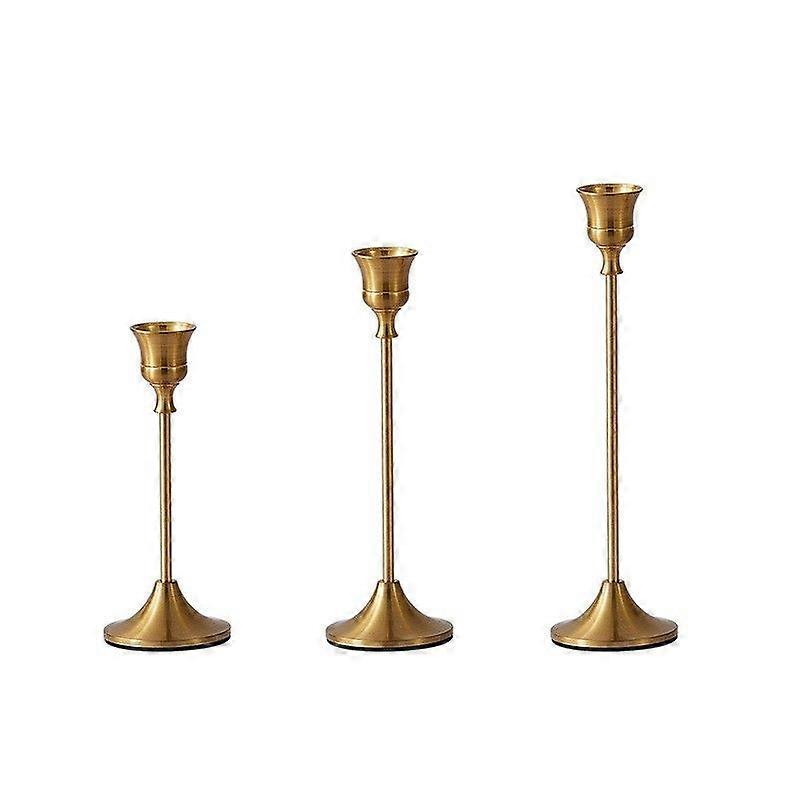 3PCS Brass candle holder romantic candlelight dinner table decoration