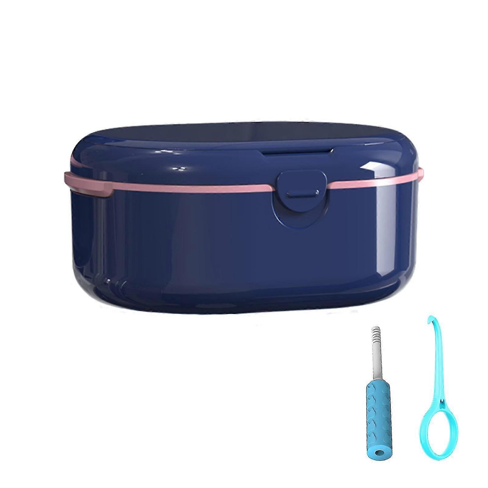 Portable Denture Storage Box With Strainer Basket And Denture Cup, Ideal For Dental Guards, False Teeth, Bite Guards, Orthodontic Appliances, Etc.(fre