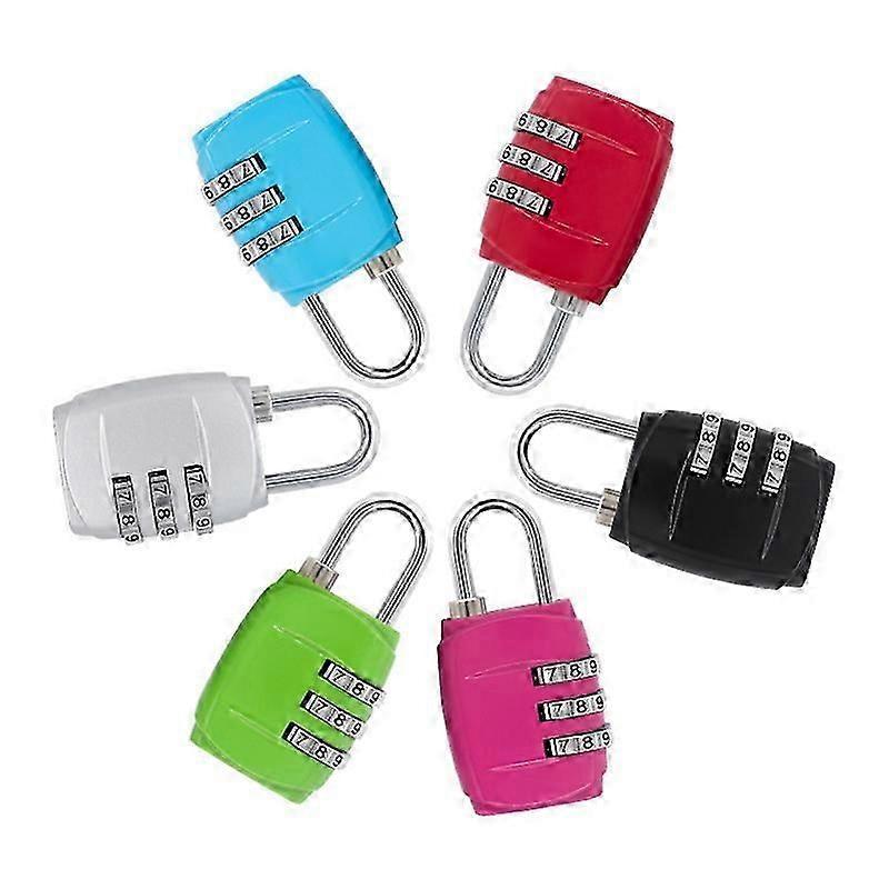 Code Padlock, 6Pcs Outdoor Code Padlock, 3 Digit Combination Lock, Code Padlock, Travel Code Lock, Suitcase Padlock, Security Padlock