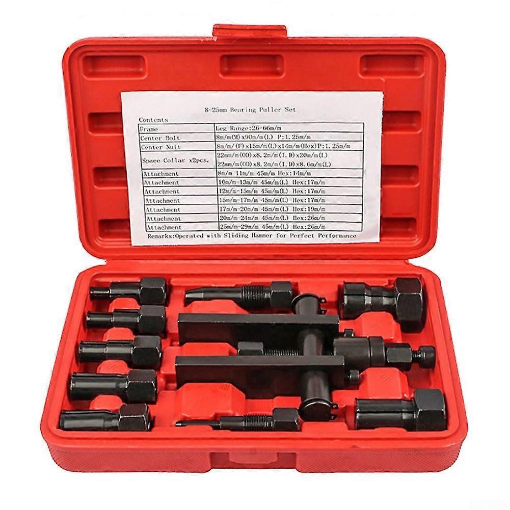 Blind Bearing Puller Set - 10pc Motorcycle Inner Bearing Extractor Kit with Carrying Case for Easy Tool Use and Compatibility