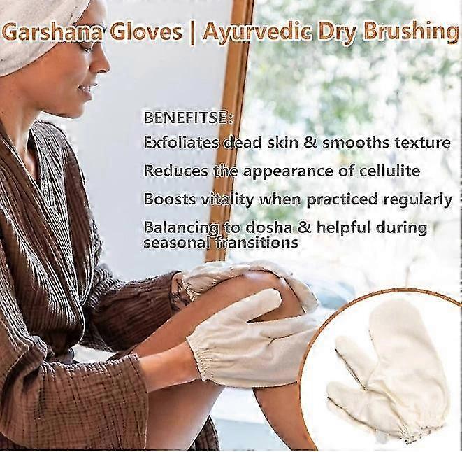 Garshana Raw Silk Massagehandskar för ayurvedisk terapi