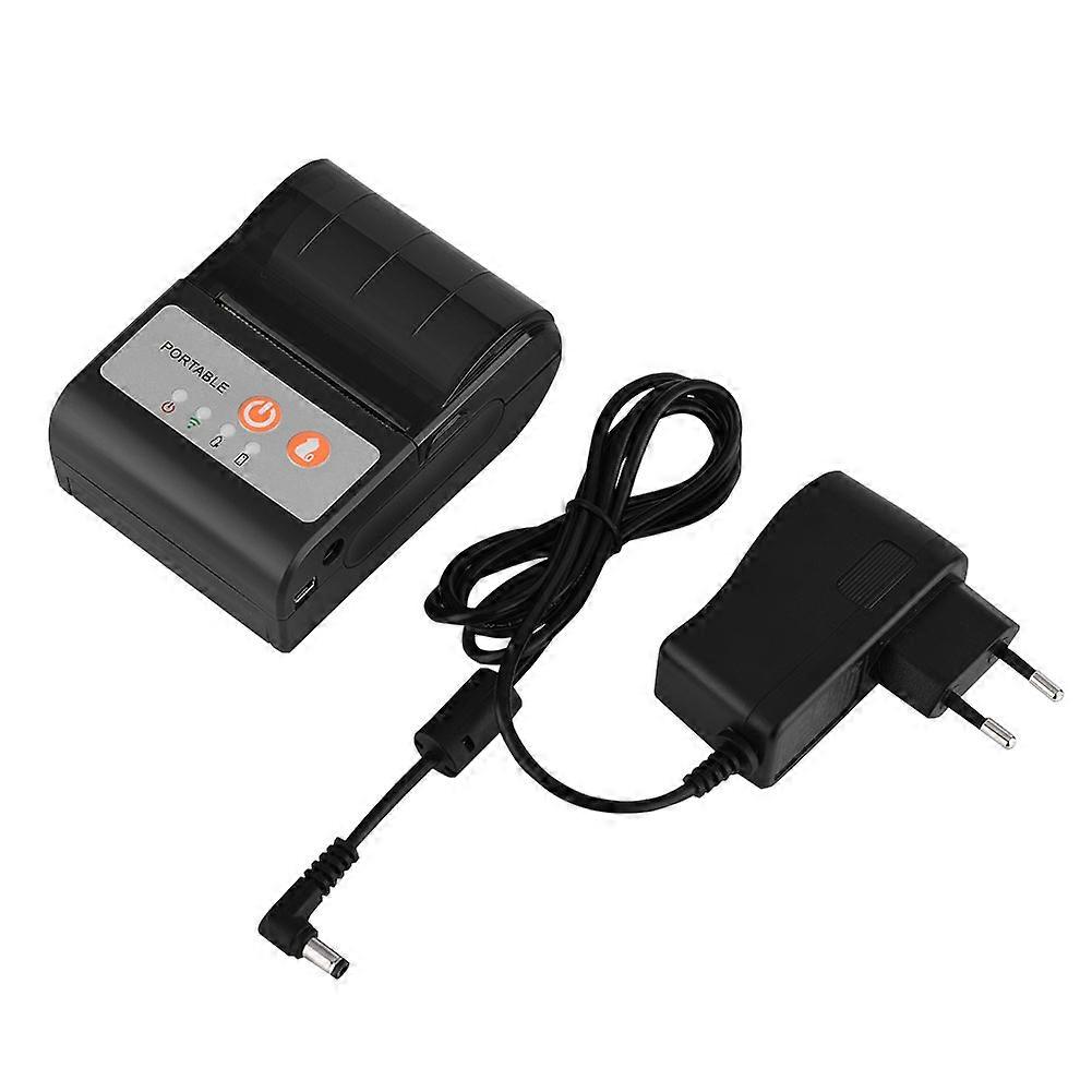 Portable Bluetooth Thermal Printer 58 mm Compatible with Android or iOS Black 110-240V
