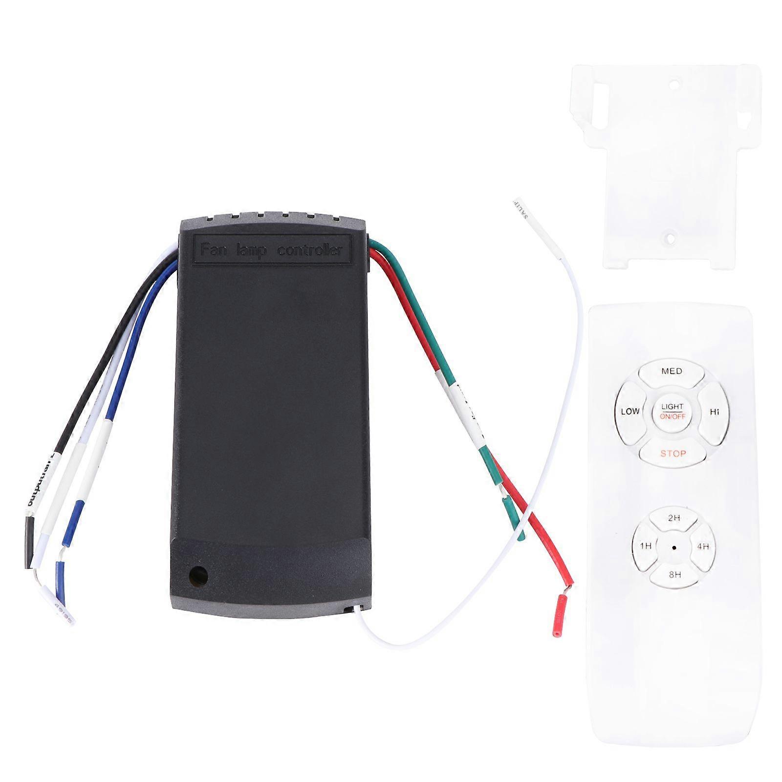 Ceiling Fan Light Lamp Timing Controller Switch Wireless Controller Kit Wind Transmitter Receiver (White, English, No Battery)