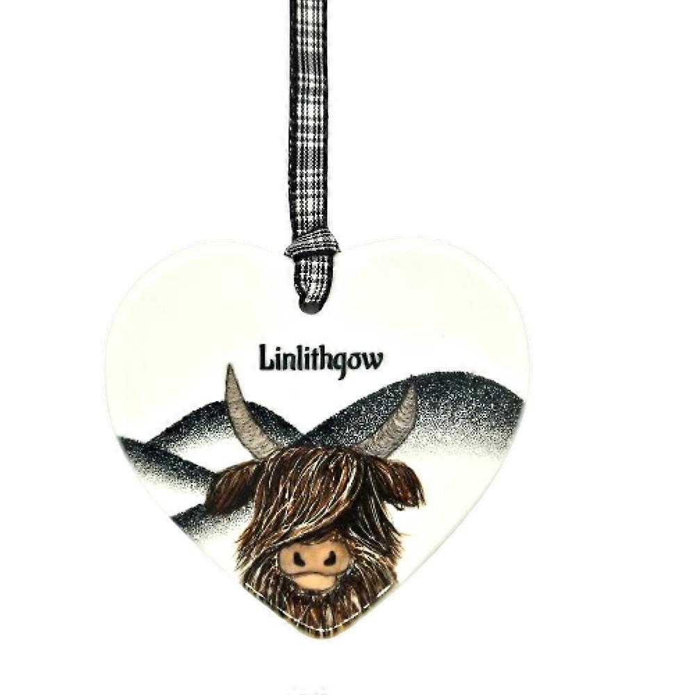 Ceramic Highland Cow Hanging Linlithgow Keepsake by Deborah Cameron