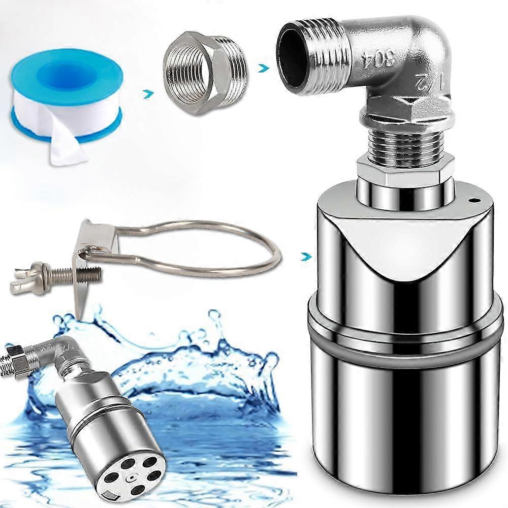 Automatic Water Level Control Valve - 3/4 to 1/2 Inch Float Ball Valve, 304 Stainless Steel for Tanks, Pools, Ponds, and Troughs