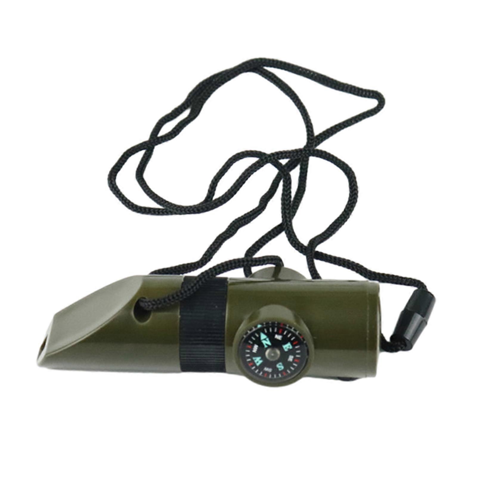 Whistle with Compasses Magnifier LED Flashlight Thermometer for Survival, Multifunctional 7 in 1 Outdoor Camping Hiking