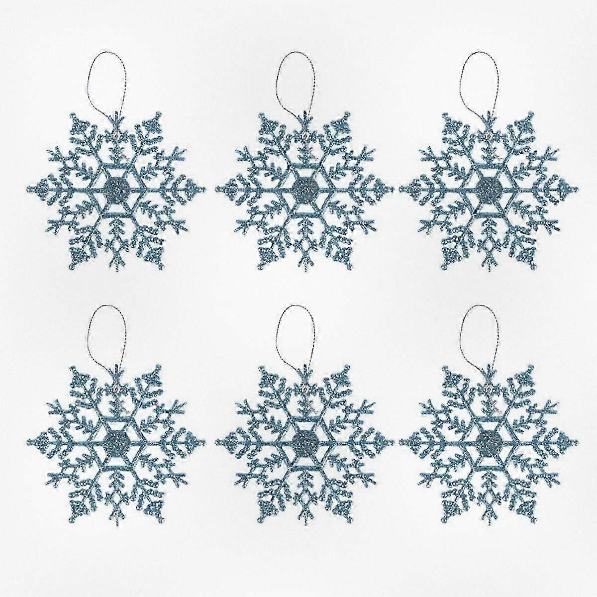 Set of 6 Stylish Snowflake Decorations - Unique Light Blue Ornaments for Christmas Tree and Party Decor