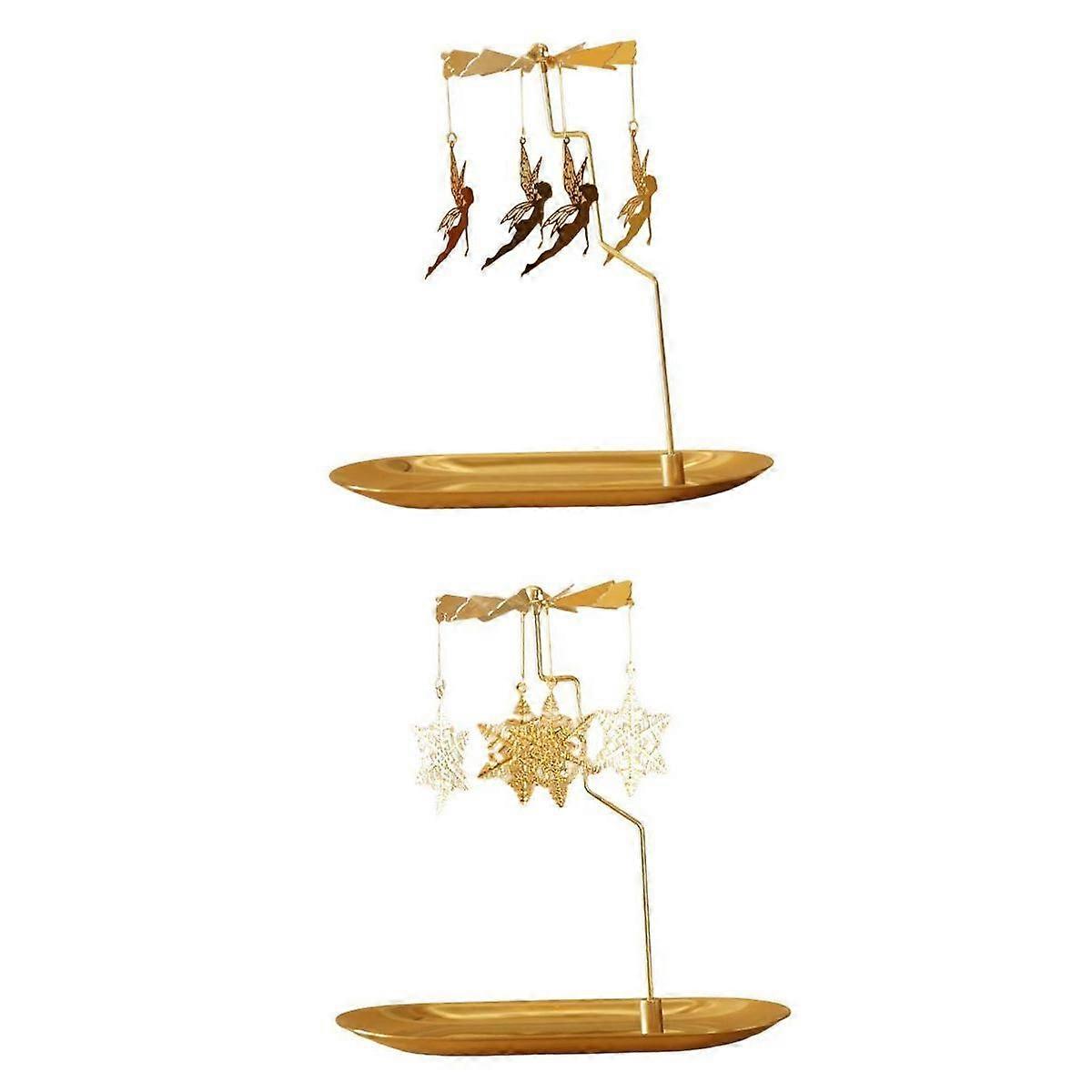 2x Candle Holder -Rotating Tea Light Holder Stand Elf