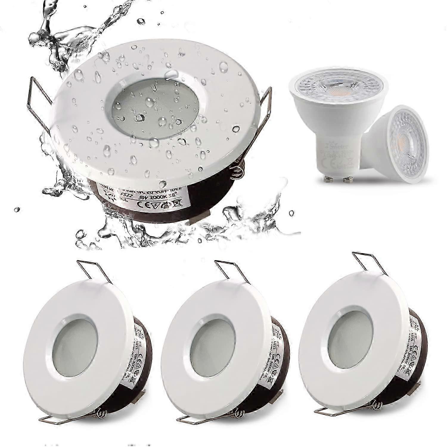 Vedenpitävä LED-upotettava kohdevalo GU10 kylpyhuoneeseen ja keittiöön - valkoinen (polttimo ei sisälly toimitukseen)