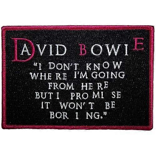 David Bowie I Dont Know Where I'm Going Iron On Patch