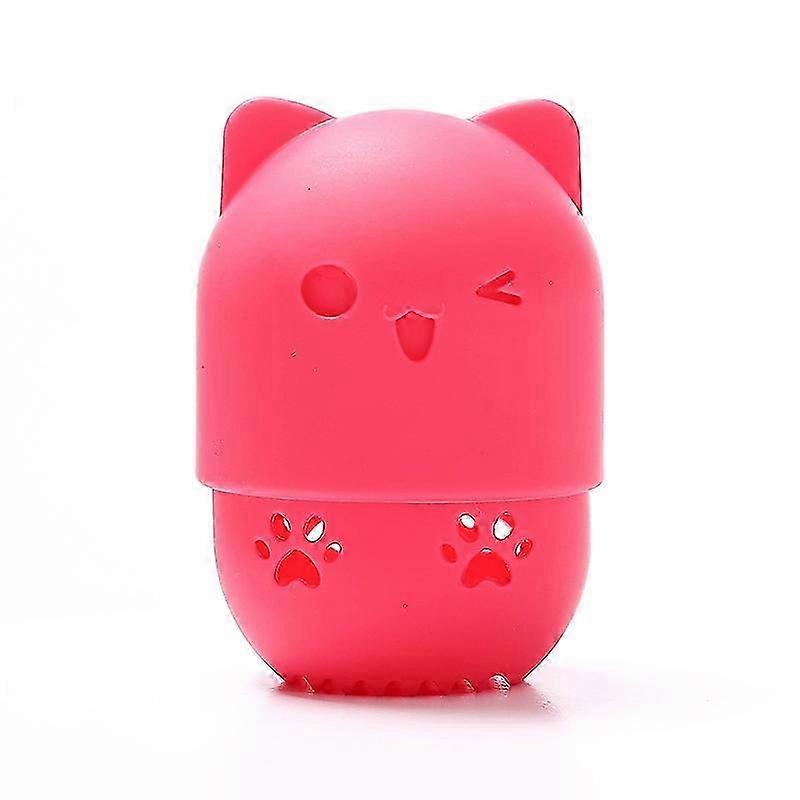 猫の形をしたシリカゲルメイクアップスポンジホルダー2個、ローズレッドの防塵パフ収納、さまざまなブランドに適しています