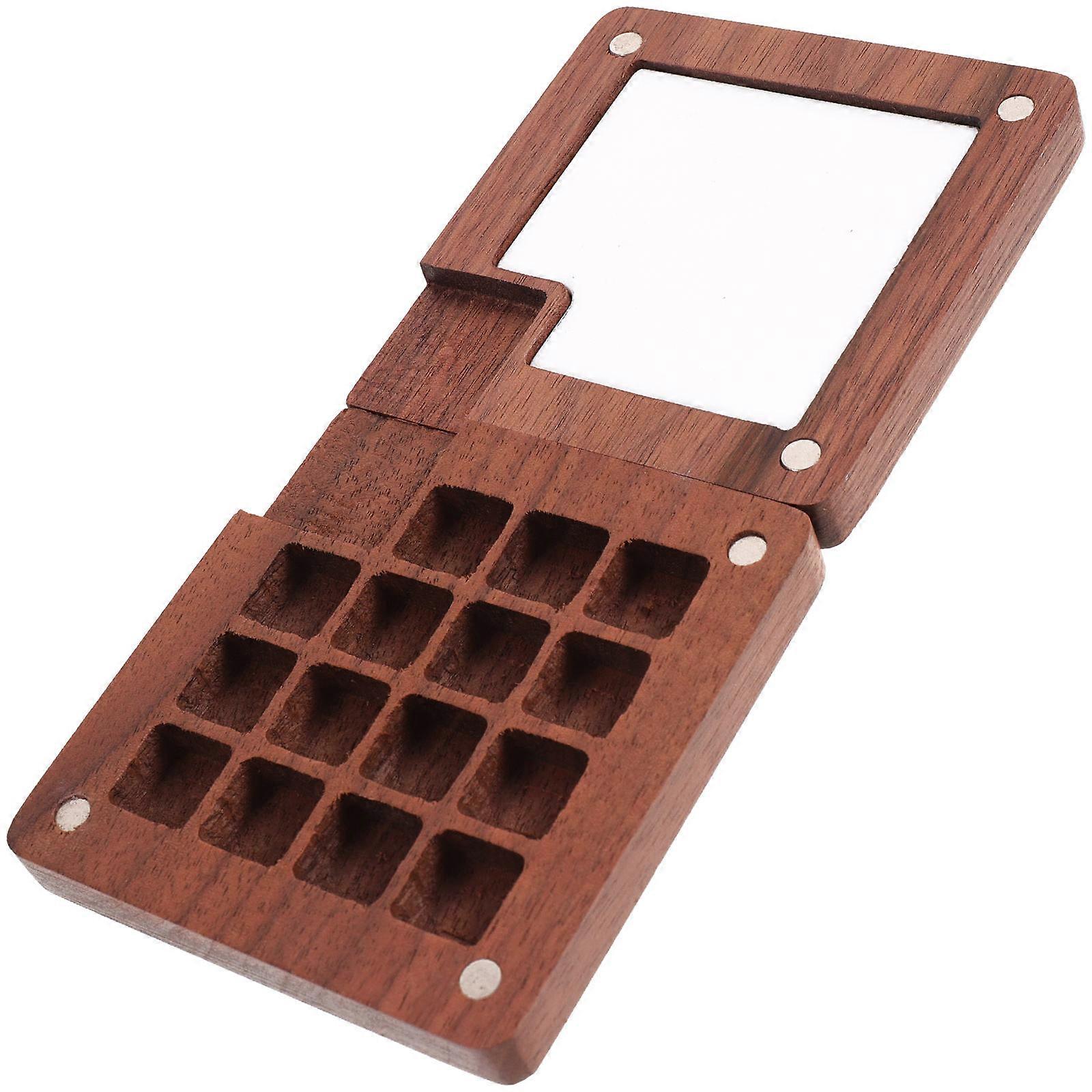 Compact Black Walnut Wood Watercolor Palette for Artists – Portable DIY Painting Tray for Travel and Creative Projects