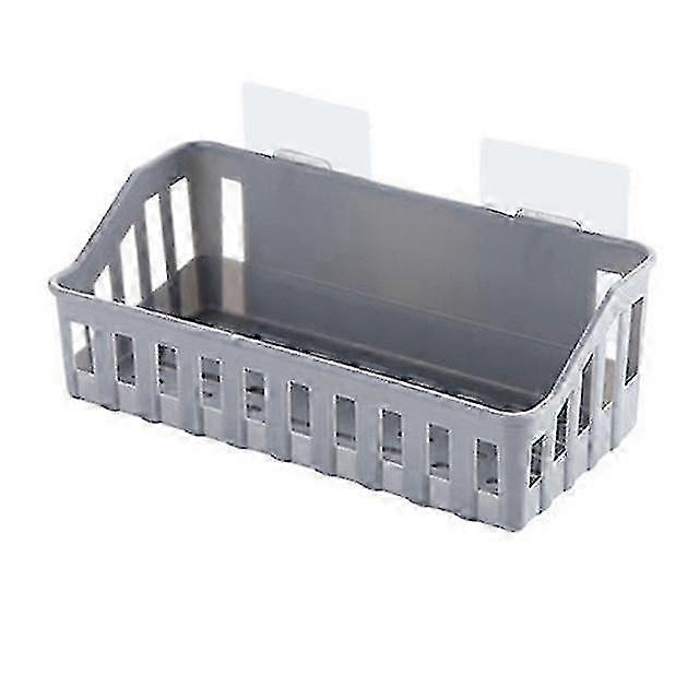 接着剤バスルームシェルフ26x10x6cmシャワー収納ラックフック付きグレー