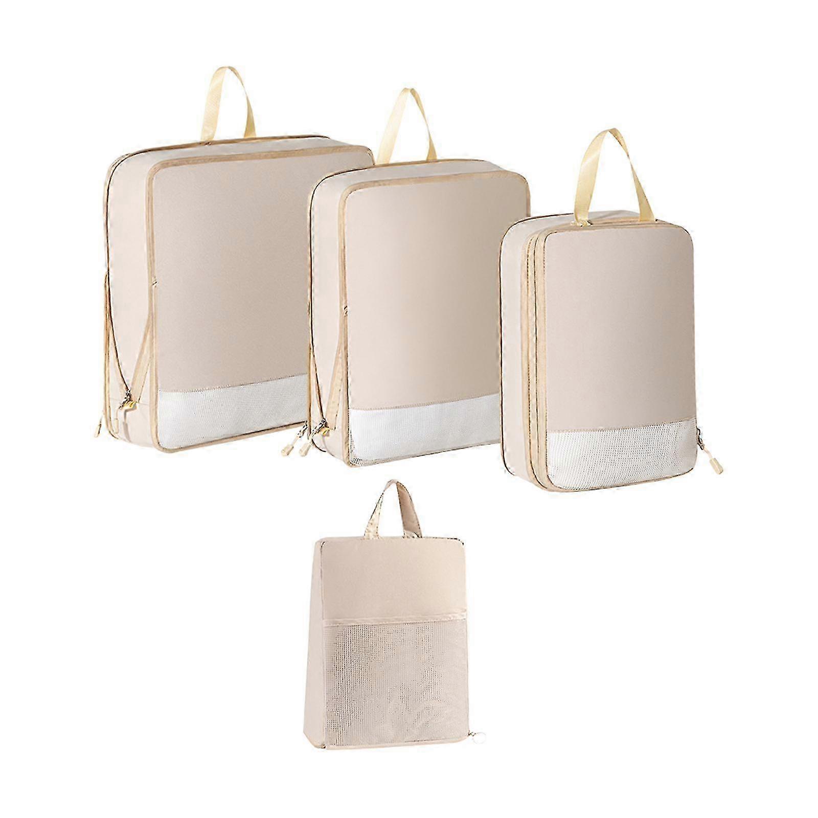 4x Compression Packing Cubes Set Travel Organizer Expandable Storage Bag for Camping Hiking Vacations Laundry