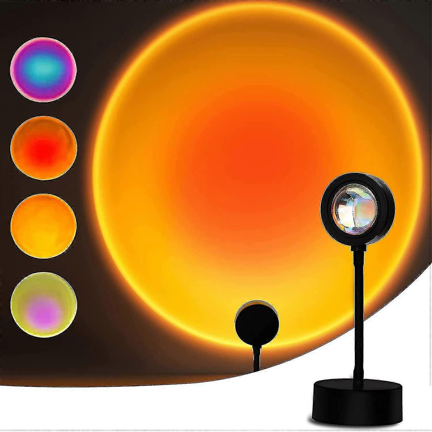 15-Color LED Sunset Projector Lamp with 360 Rotation, USB Powered, 10 Brightness Levels for Romantic Decor