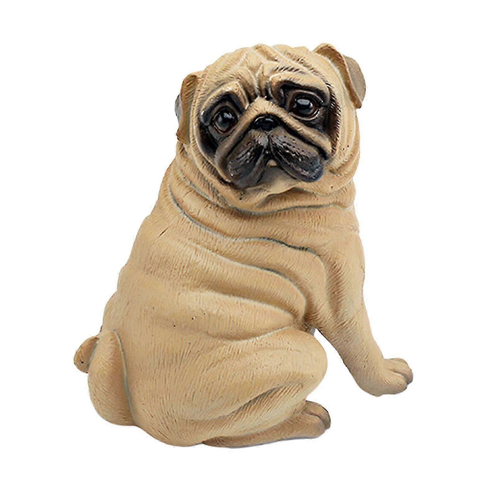Miniature Brown Pug 4.53' Tall PVC Simulation Dog Figurine for Party Favor
