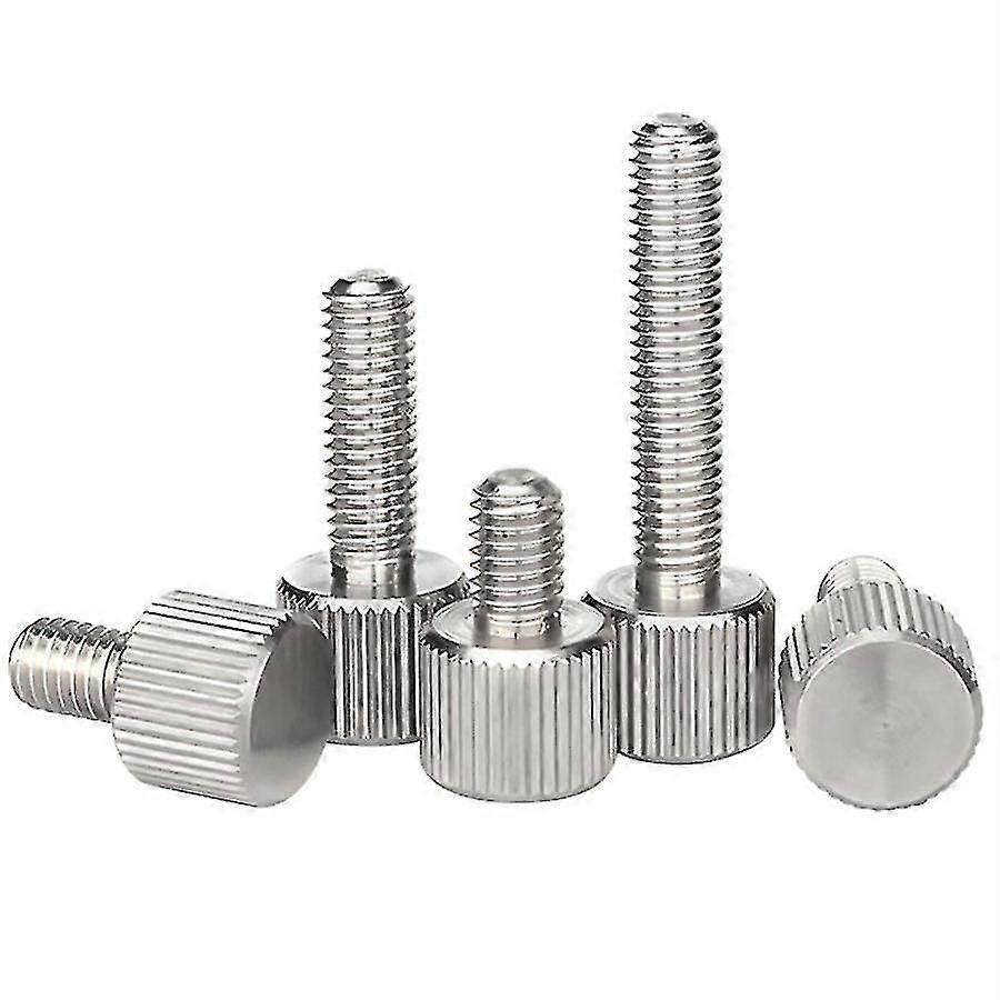 Vis à pouce en acier inoxydable moletée M3 M4 M5 M6 Vis à vis plate 20pcs
