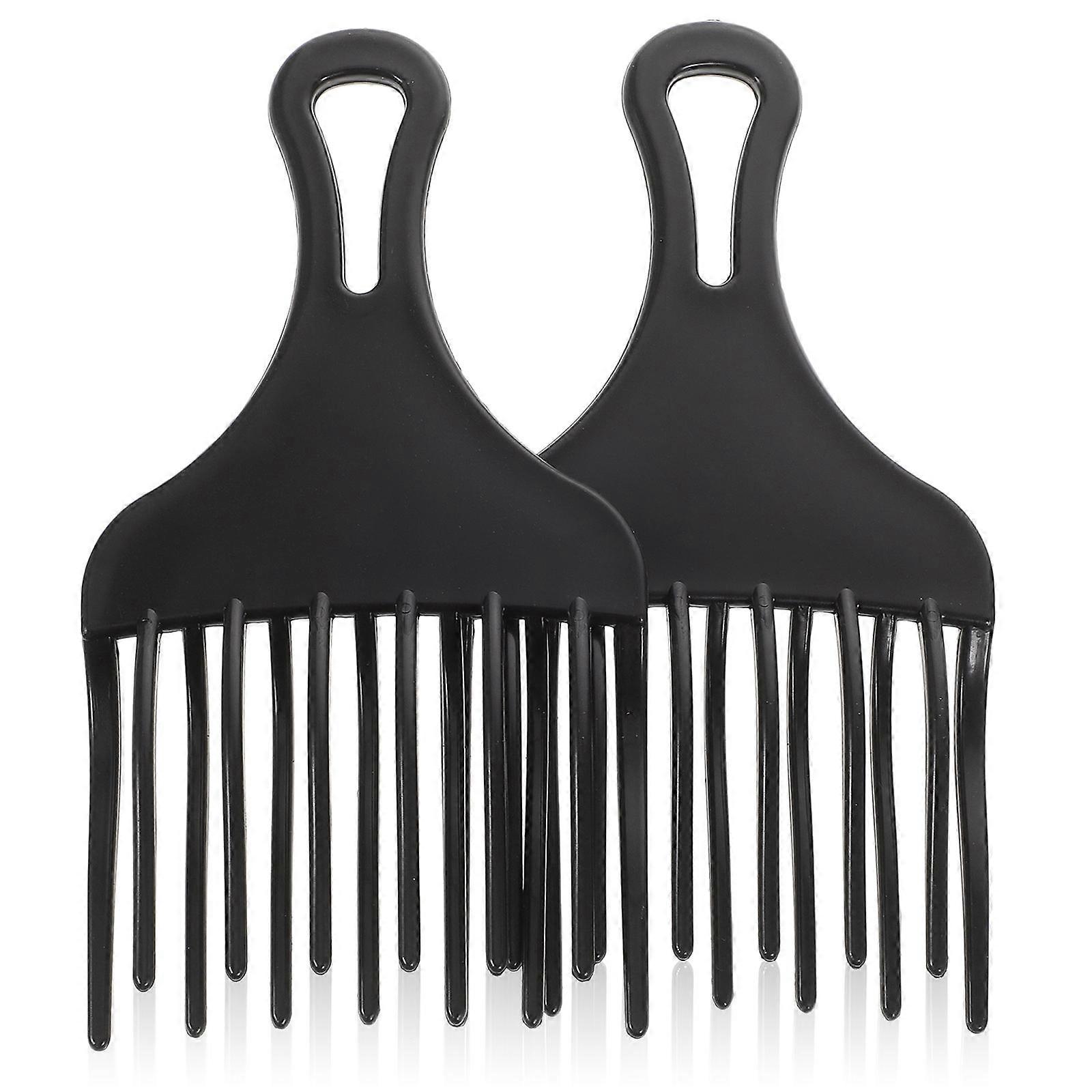 Wide Tooth Hair Comb Set Durable Plastic Rake Comb for Thick Curly Hair Professional Detangling & Styling Tool 2pcs Black Set