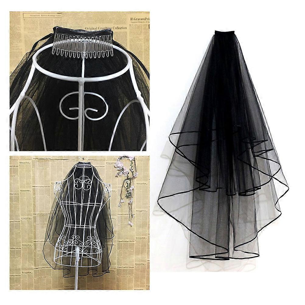 Bridal Veil Featuring Comb and Ribbon, Designed for Ceremony Wear