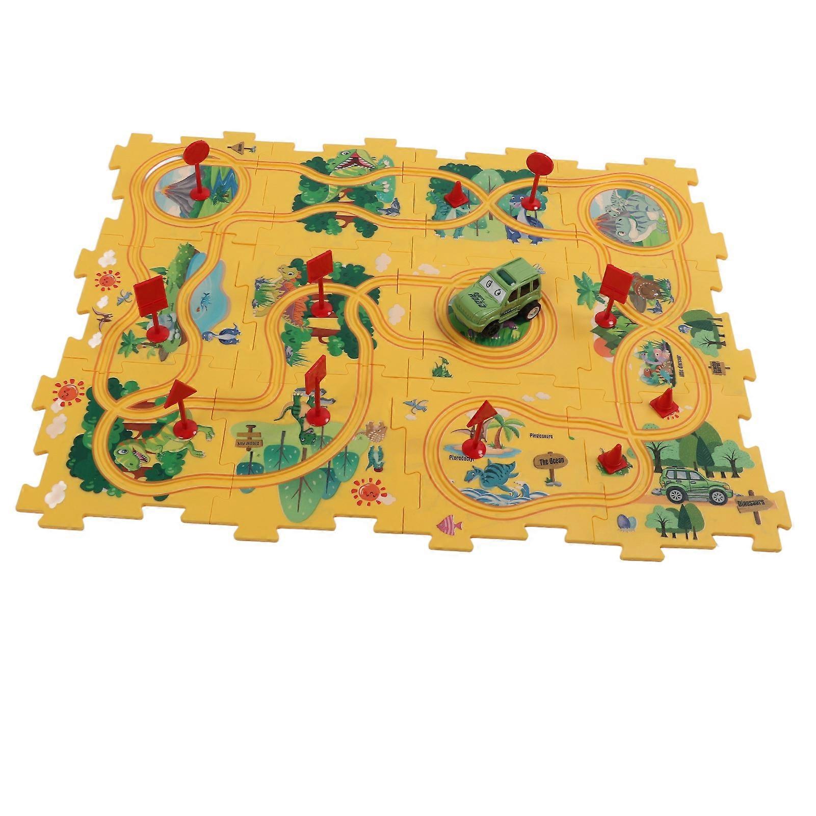 Dinosaur Puzzle Track Car Play Set DIY Assembling Develop Logical Thinking Track Car Play Set for Kids 3 Years Above