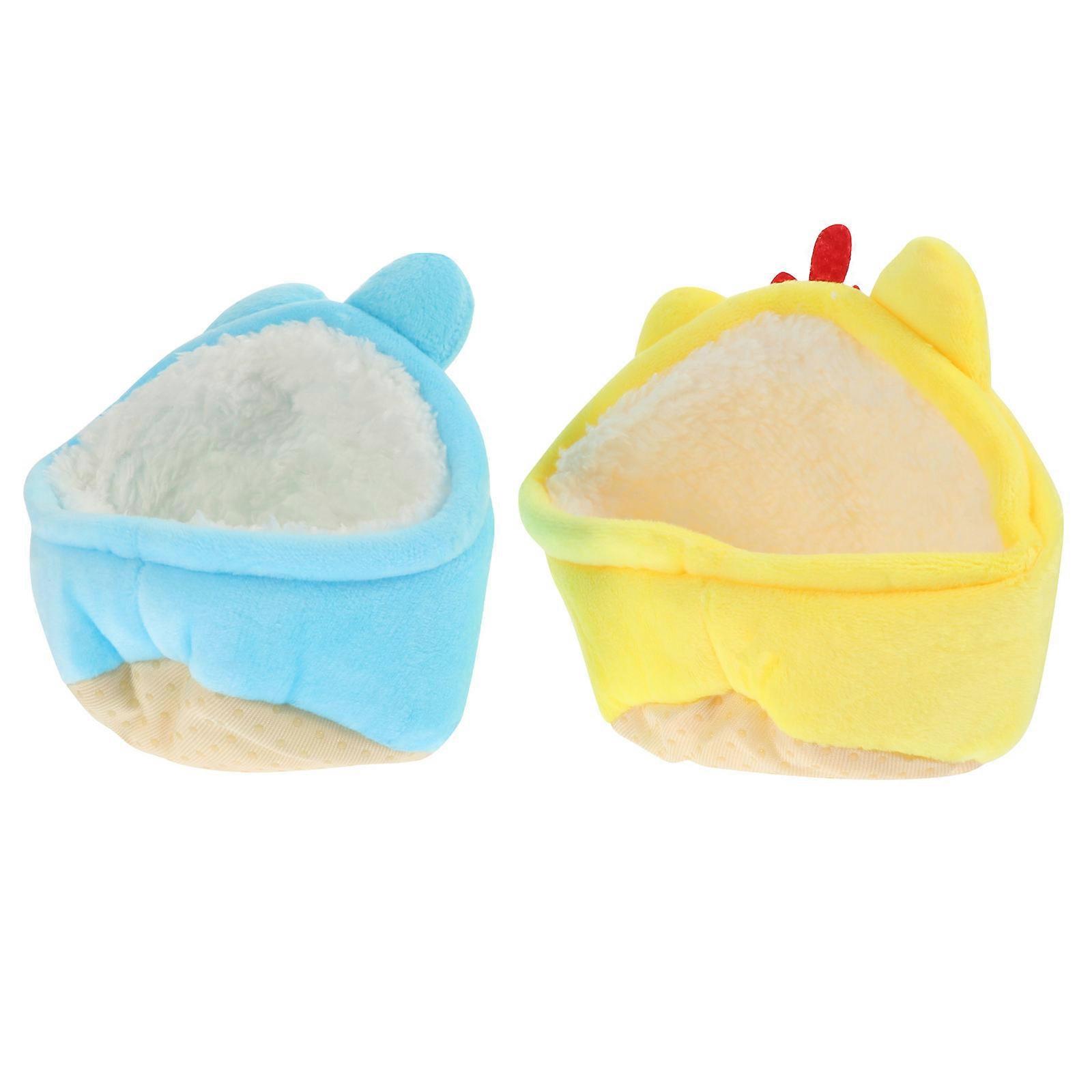Pet Sleeping Nest Hamster Hideout Small Pets Winter Use Warmth Blue 10x10x12cm 2Pcs