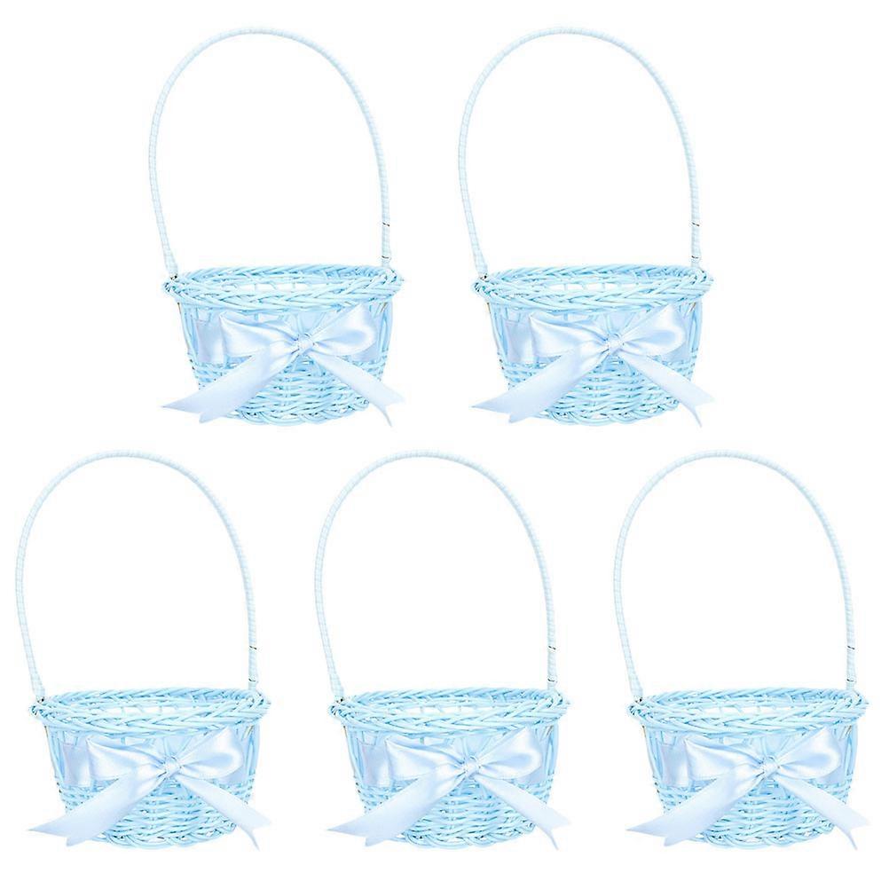 Miniature Woven Baskets Bamboo Plastic Storage Decorative Containers 5Pcs