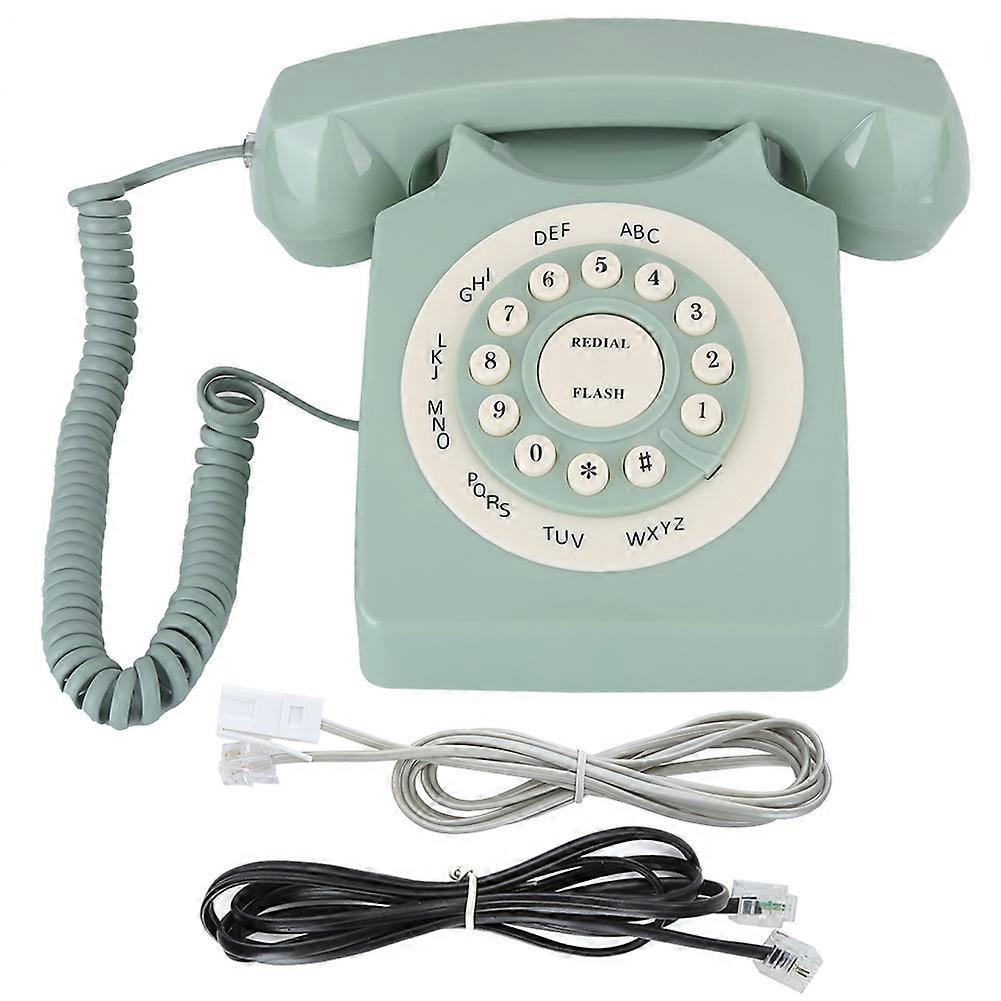 Antique European landline telephone green high definition with large transparent button