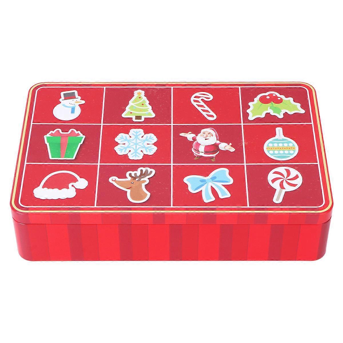 Tinplate Candy Box Christmas Tinplate present Box Christmas Party Square Red 21.5x13.5cm 1Pack