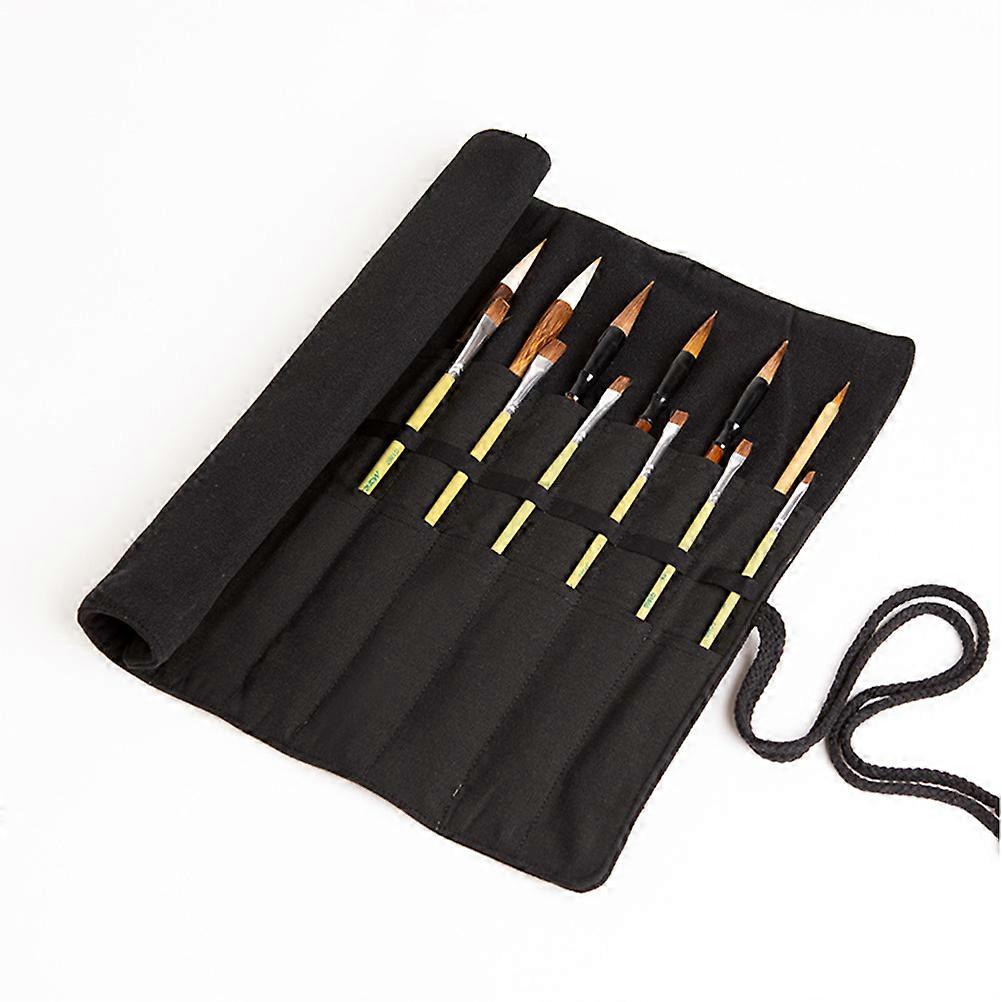 Painting Brush Bag Large Capacity Double-Layer Canvas Storage Pouch for Artists Students 40x35.5cm Portable 1Set
